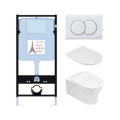 E21731RU-00 Унитаз c инсталляцией Aleo, сиденье тонкое микролифт, панель для двойного смыва, глянцевый белый (E36495-NF+E36496-00+EDAH132-0+E33127-0) E21731RU-00