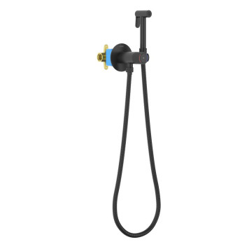AQ1023MB БЕТТА комплект для гигиенического душа Select встроенный (смеситель + гигиеническая лейка + шланг), матовый черный AQ1023MB