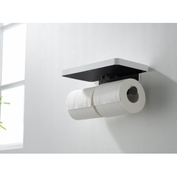 AQ4919MB ЕВРОПА бумагодержатель двойной с полкой, матовый черный AQ4919MB-3