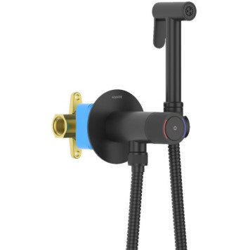 AQ1023MB БЕТТА комплект для гигиенического душа Select встроенный (смеситель + гигиеническая лейка + шланг), матовый черный AQ1023MB-1