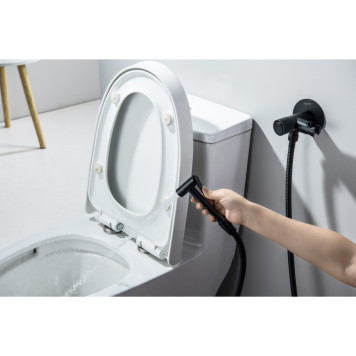 AQ1023MB БЕТТА комплект для гигиенического душа Select встроенный (смеситель + гигиеническая лейка + шланг), матовый черный AQ1023MB-4