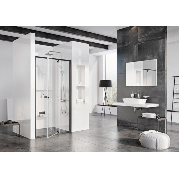 PDOP2-100 черный + транспарент, Pivot душевая дверь двухэлементная 03GA0300Z1-1