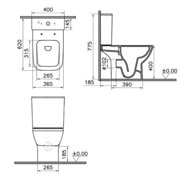 9833B003-7205 Комплект напольного безободкового унитаза Integra Square Open-Back с тонким сиденьем микролифт 9833B003-7205-1