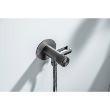 AQ1023BGM БЕТТА комплект для гигиенического душа Select встроенный (смеситель + гигиеническая лейка + шланг), оружейная сталь (шлиф. черный хром) AQ1023BGM-6