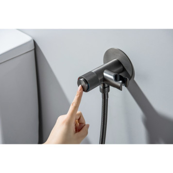 AQ1023BGM БЕТТА комплект для гигиенического душа Select встроенный (смеситель + гигиеническая лейка + шланг), оружейная сталь (шлиф. черный хром) AQ1023BGM-7