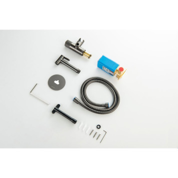 AQ1023BGM БЕТТА комплект для гигиенического душа Select встроенный (смеситель + гигиеническая лейка + шланг), оружейная сталь (шлиф. черный хром) AQ1023BGM-8