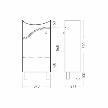 МАНГО 02 Тумба напольная 390х720х211 (подходит умывальник мебельный Манго 40) MNGSACW400110F1-4