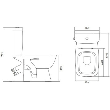 1.WH30.2.471 НЕО Лайт Унитаз-компакт (станд, 2-реж., дюро, метал крепеж, softclose, тонкое) 1.WH30.2.471-4