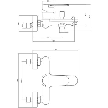 AQ1840BG НИКА смеситель для ванны, шлиф.золото AQ1840BG-1