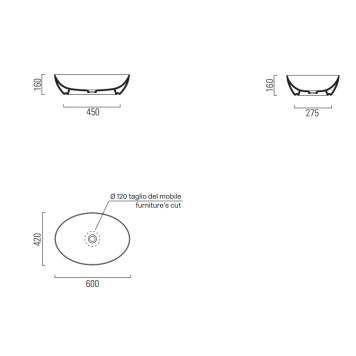 884211 PURA Раковина 60х42, накладная, цвет белый 884211-4