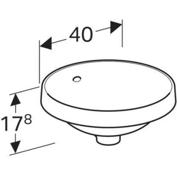500.700.01.2 Geberit VariForm Раковина встраиваемая в столешницу круглой формы, D=40 см, без отв. под смеситель, с отв. перелива 500.700.01.2-4