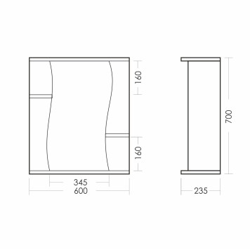 ЛИРА Зеркало 600х700х235, бел LRSAMR65018W1-4