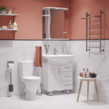 ЛИРА Тумба напольная 611х720х336, бел (подходит умывальник мебельный Лагуна 65) LRSACW65015F1-5