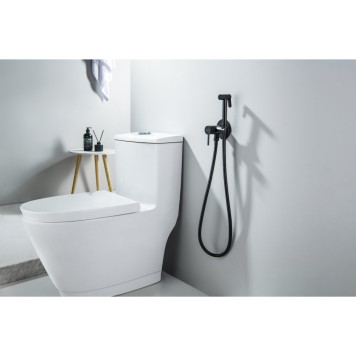 AQ1021MB ЕВРОПА комплект для гигиенического душа встроенный (смеситель + гигиеническая лейка + шланг), матовый черный AQ1021MB-4