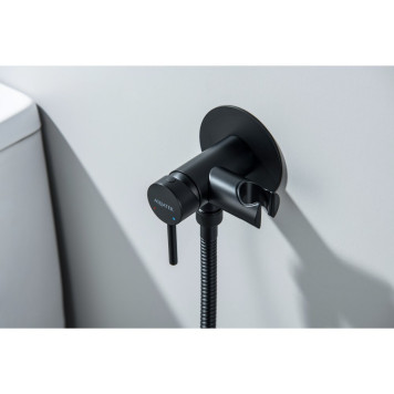 AQ1021MB ЕВРОПА комплект для гигиенического душа встроенный (смеситель + гигиеническая лейка + шланг), матовый черный AQ1021MB-6