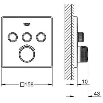 29126000 Grohtherm SmartControl Внешняя часть термостатического смесителя на 3 выхода, хром 29126000-2
