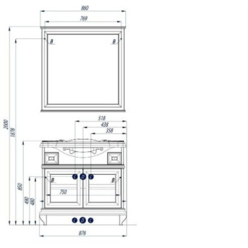 1A191802BEM60 Зеркало Беатриче 85 слон кос.пат (снимается с производства) 1A191802BEM60-1