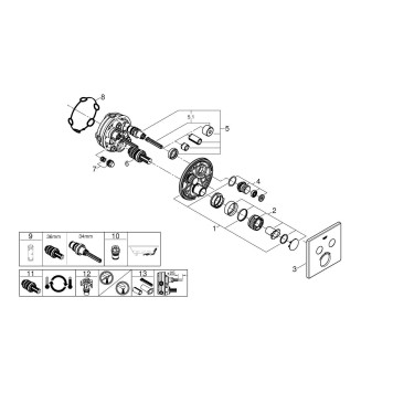 29124000 Grohtherm SmartControl Внешняя часть термостатического смесителя на 2 выхода, хром 29124000-3