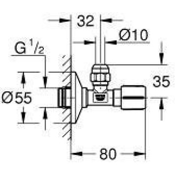 22039000 Вентиль угловой 1/2″-3/8″ для подключения смесителей, хром 22039000-1