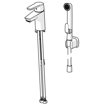 3912F Saga смеситель для раковины с гигиеническим душем 3912F-2