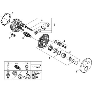 29145000 Grohtherm SmartControl Внешняя часть смесителя на 2 выхода, хром 29145000-4