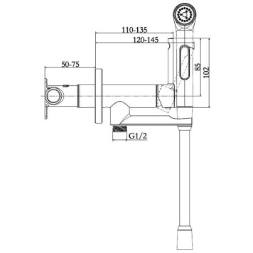 E28317-BL ELATE 2.0 Комплект для гигиенического душа встроенный (смеситель + гигиеническая лейка + шланг), матовый черный E28317-BL-1