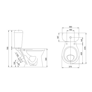 1P3016S0000BF Унитаз-компакт Виктория белый, сидение полипропилен (арт. 188016S0020B0), кос вып 1.P301.6.S00.00B.F-5