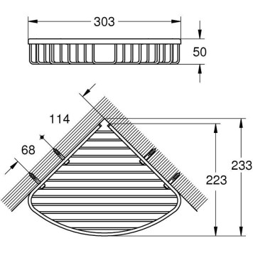 40663001 BauCosmopolitan Полочка-решетка, 300 мм, угловая, хром 40663001-1