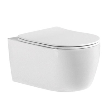 AQ1106-00 ЕВРОПА Унитаз подвесной безободковый 490360250мм, тонкое сиденье с механизмом плавного закрывания, крепеж AQ1106-00