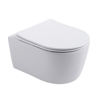 AQ1106-00 ЕВРОПА Унитаз подвесной безободковый 490360250мм, тонкое сиденье с механизмом плавного закрывания, крепеж AQ1106-00-1