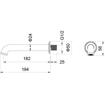AQ1541PG КЛАССИК излив для ванны 182 мм, полир. золото AQ1541PG-1