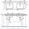 Kerasan Waldorf Раковина 150х55 см, 3 отв., двойная, керамическая, цвет: белый/золото