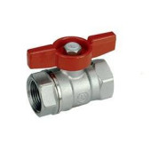 Кран шаровой, Giacomini, R251D, стандартный проход, 1/2, ВВ, ручка-бабочка красная, латунь, хромированный