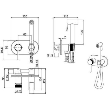 Allen Brau Priority Гигиенический душ со смесителем, с внутр. частью, цвет: черный мат. 5.31005-31-3