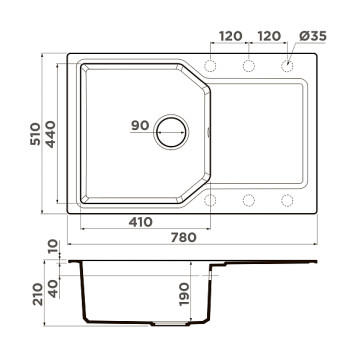 Omoikiri Yonaka 78-SA Кухонная мойка Artgranit 78x51 см, цвет: бежевый 4993709-1