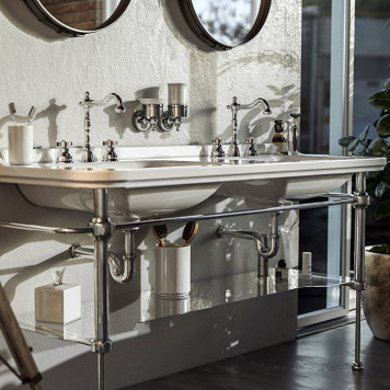 Kerasan Waldorf Консоль 150х55см с раковиной на 3 отв, напольная, цвет: консоли: cromo-1