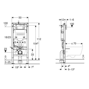 Geberit Duofix Инсталляция для подвесного унитаза, 112 см, Sigma 12 см. 111.300.00.5-1