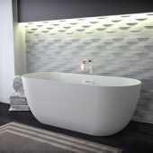 KNIEF Lotus Ванна отдельностоящая из материала Stone 170х75х63 см, с переливом и выпуском Click-Clack хром, без ручек, цвет:белый матовый. 0600-609-01