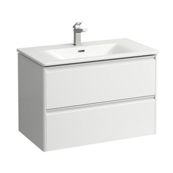 Laufen Palace Комплект мебели 800х450х545 мм., с раковиной Slim, 2 ящика, органайзер для ящика, ручка анодированный алюминий, подвесной, цвет белый глянцевый. 8.6070.5.261.104.1