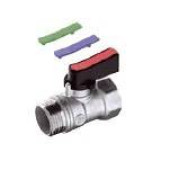 Кран мини шаровой, резьба внутренняя/наружная (ISO 228), 1/2, хромированный, рукоятка пластмассовая с набором вставок красного, синего и зеленого цвета