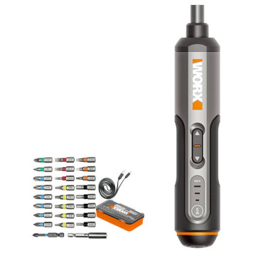 Отвертка аккумуляторная WORX WX240, 4В, 5Нм, 1,5Ач, набор оснастки-10