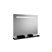 Burgbad FIUMO Зеркало 100x70x15 мм, подсветка LED, сенс выкл, обогрев, корпус Alu-Optik, 2 ящика, рейлинг черные, панель белая FOT2. SFXP100FOT2