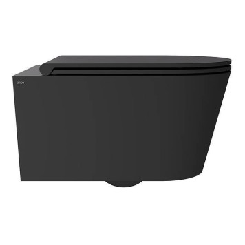 Alice Hide Round Унитаз 57х37см., подвесной, безободковый, с сиденьем и крышкой с микролифтом, с набором для крепления, цвет: чёрный матовый. 31170108SET-3