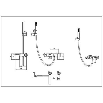Boheme Qubic Смеситель для ванны с душем на стену, 2 отв., цвет: золото матовое 473-MG-1