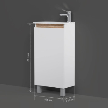 M85AFSX0451WG База под раковину, напольная, 45 см, 1 дверца, белый глянец-7