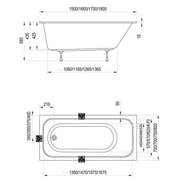 Ravak Chrome Slim Ванна 150х70см, встраиваемая, цвет: белый. C721300000-5