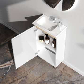 M85AFSX0451WG База под раковину, напольная, 45 см, 1 дверца, белый глянец-2