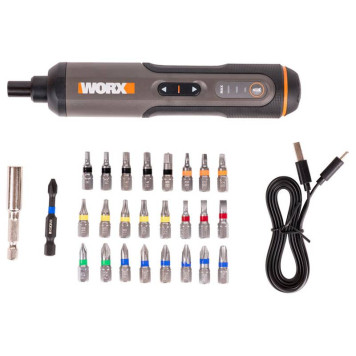 Отвертка аккумуляторная WORX WX240, 4В, 5Нм, 1,5Ач, набор оснастки-11