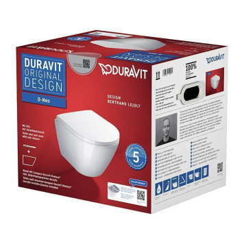 Duravit D-Neo Унитаз подвесной 48х37см, безободковый, сиденье микролифт, цвет: белый. 45880900A1 (2588090000+0021690000)-1