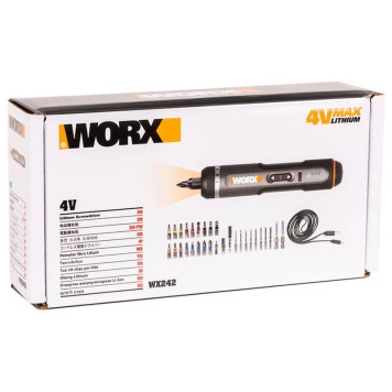 Отвертка аккумуляторная WORX WX242, 4В, 5Нм, 2Ач, набор оснастки-7
